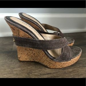 Brown wedge sandals